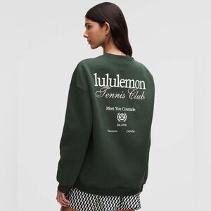 NWT Lululemon Heavyweight Fleece Pullover Tennis Club Legacy Green / White Small